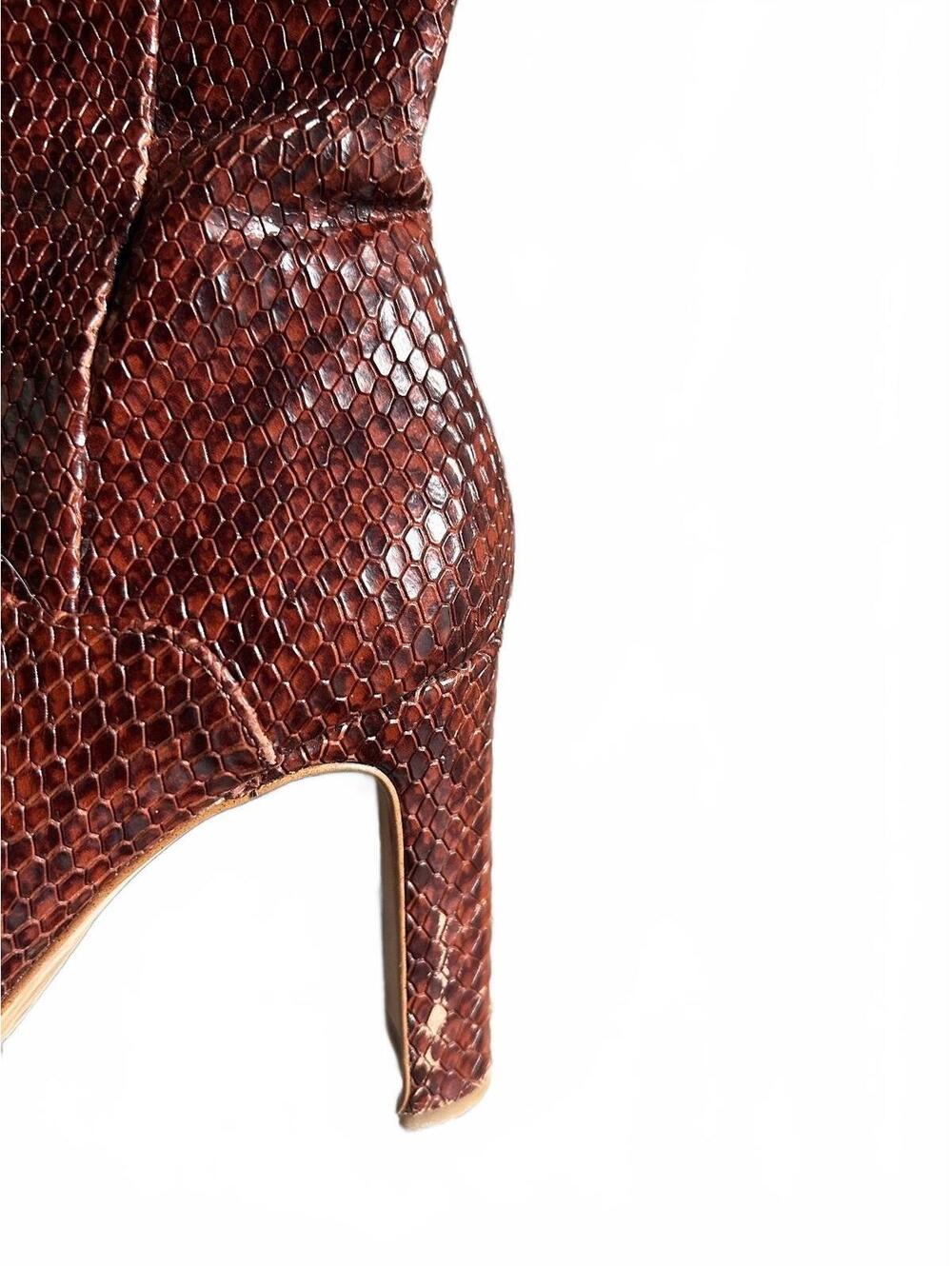 Franco Sarto Croc Embossed Leather Knee High Boots | Size 8.5 | Cognac Brown - Picture 4 of 7